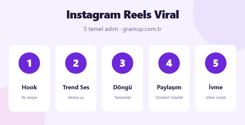 Instagram Reels viral olma adımları infografiği
